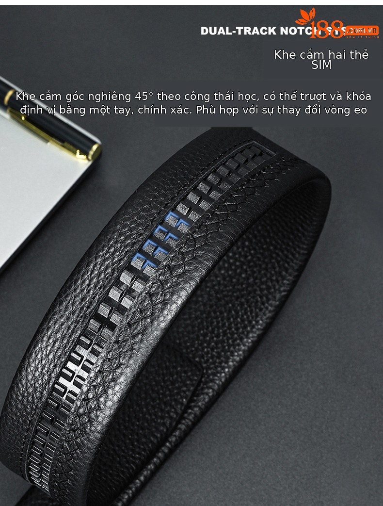 Thắt lưng da bò khóa tự động nam cao cấp phong cách công sở — YH01, YH02, YH03, YH04 chi tiết 6