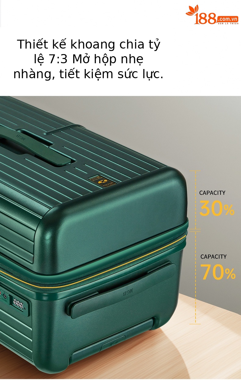 Vali nhựa PC chống rơi 26 inch bánh xe đa năng dung tích lớn — Màu kim loại súng chi tiết 11