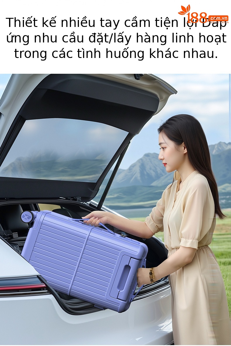 Vali nhựa PC chống rơi 26 inch bánh xe đa năng dung tích lớn — Màu kim loại súng chi tiết 14
