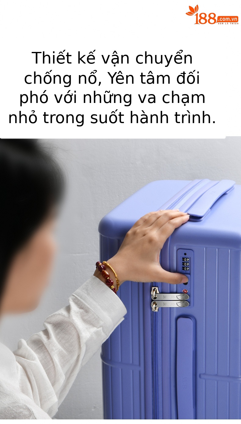 Vali nhựa PC chống rơi 26 inch bánh xe đa năng dung tích lớn — Màu kim loại súng chi tiết 17