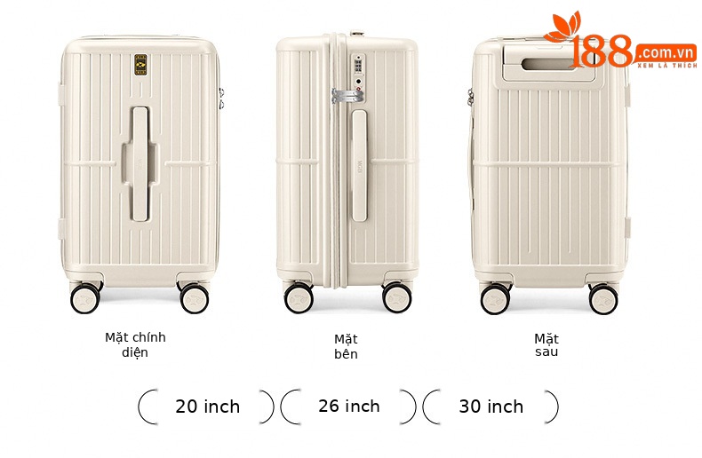 Vali nhựa PC chống rơi 26 inch bánh xe đa năng dung tích lớn — Màu kim loại súng chi tiết 20