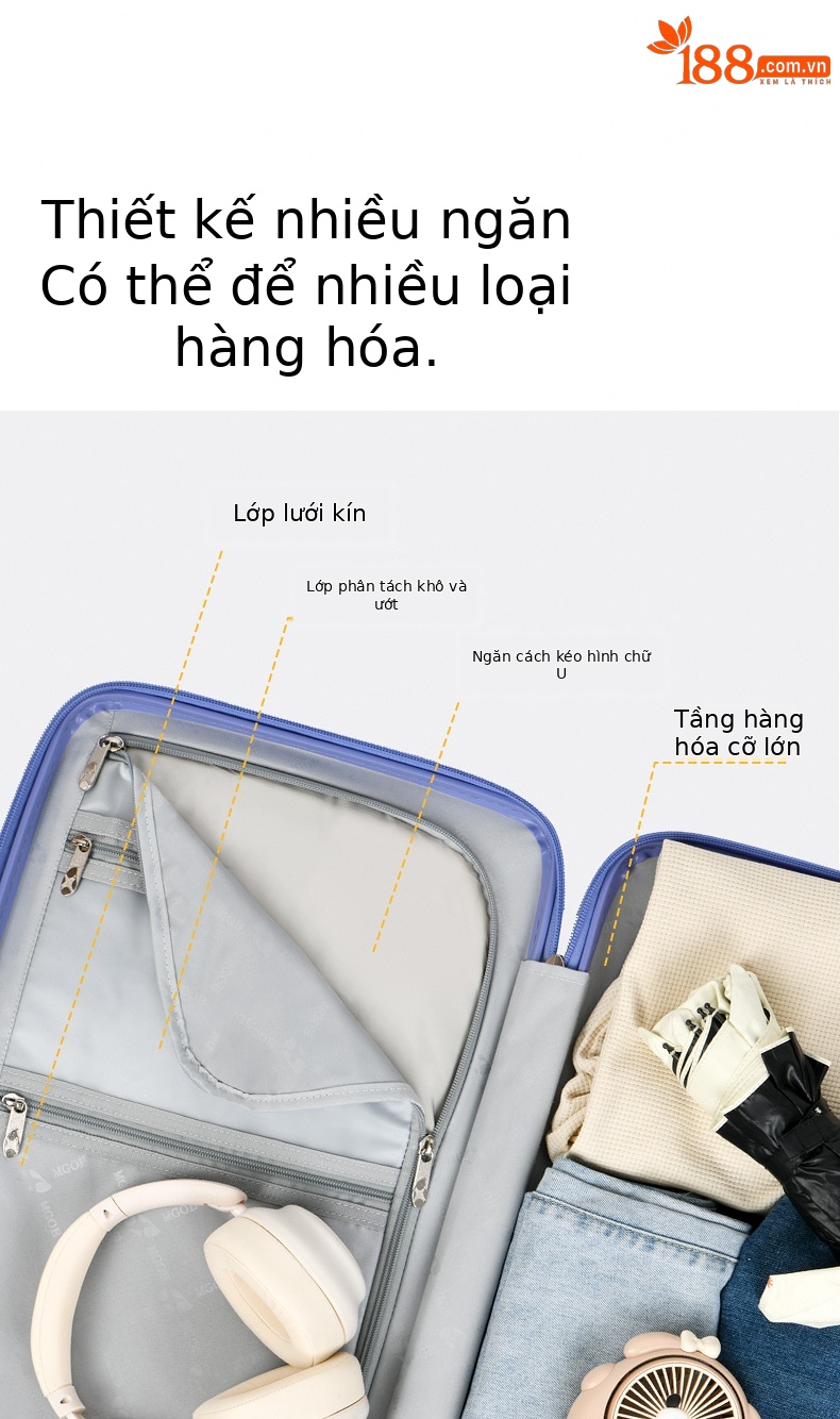 Vali nhựa PC chống rơi 26 inch bánh xe đa năng dung tích lớn — Màu kim loại súng chi tiết 15
