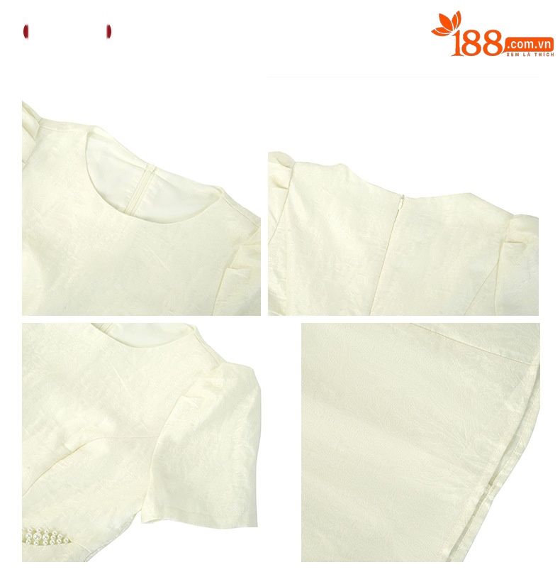 Đầm maxi nữ kiểu Pháp cổ tròn eo khoét lỗ xếp ly vạt rộng — mơ chi tiết 2