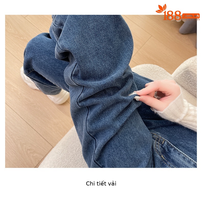 Quần jeans ống rộng dáng suông nữ kiểu retro tôn dáng — màu xanh nhạt chi tiết 6