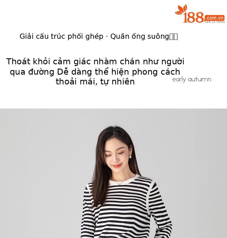 Quần jeans ống thẳng cạp chun dáng rộng suông cho nữ — màu xanh denim chi tiết 1