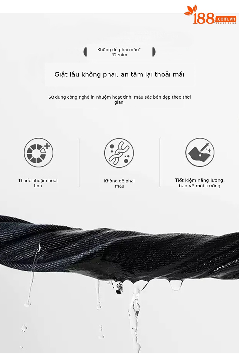 Quần jeans ống thẳng cạp chun dáng rộng suông cho nữ — màu xanh denim chi tiết 7