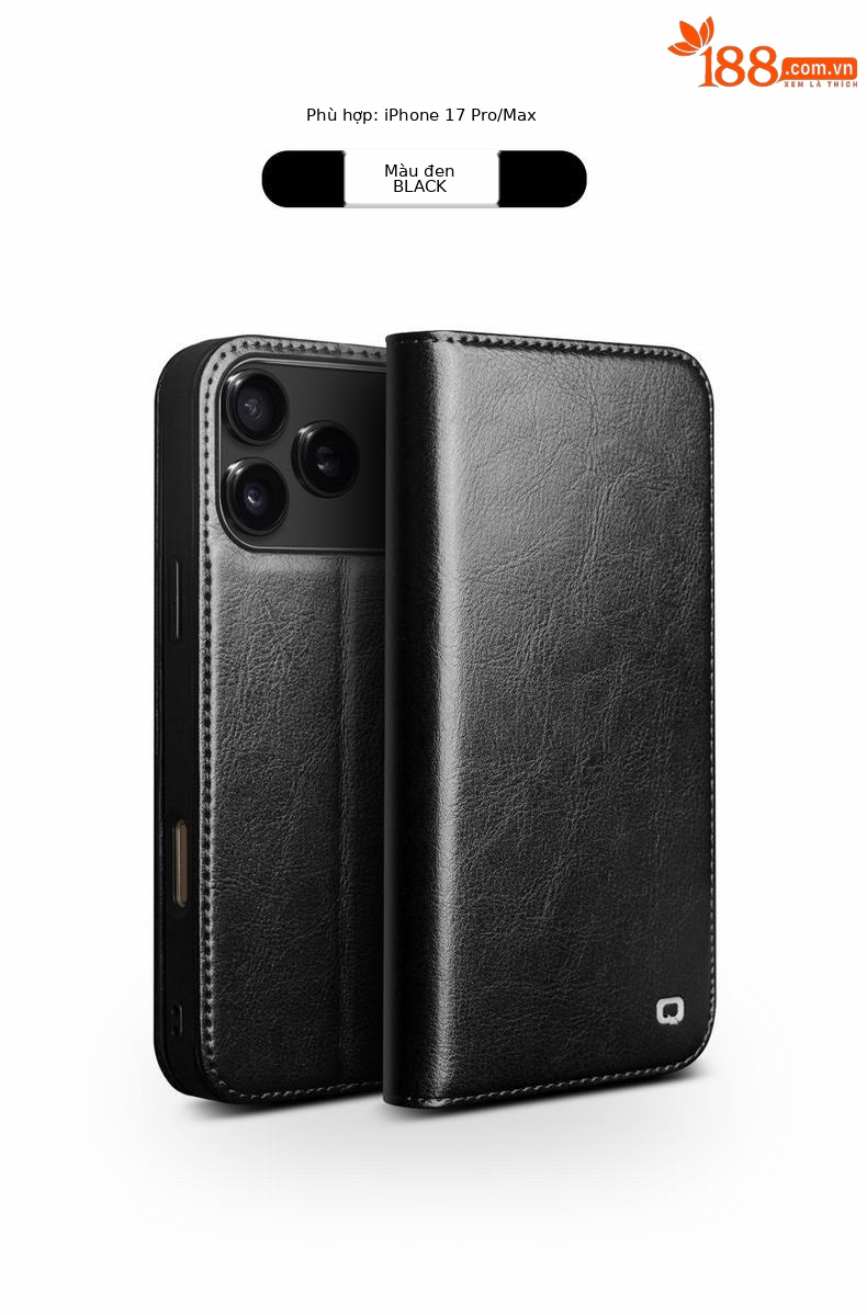 Ốp lưng da thật Qiali cho iPhone 17 Pro Max có chân đế Eair, khe đựng thẻ, bảo vệ toàn diện — iPhone17 pro max màu nâu cổ điển, iPhone17 pro max màu đen cổ điển, iPhone17 pro max cổ điển màu nâu nhạt, iPhone17 pro màu nâu cổ điển chi tiết 10