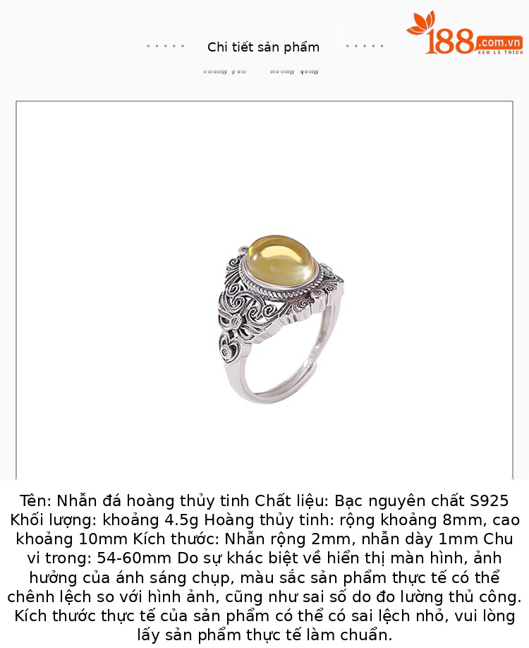 Nhẫn bạc S925 đính đá Citrine tự nhiên hình bầu dục rỗng họa tiết xoắn phong cách châu Âu — một mảnh chi tiết 2