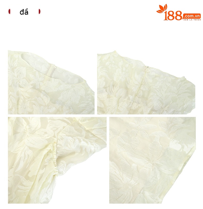Đầm maxi nữ cổ tròn thắt eo giả hai mảnh dáng dài — mơ chi tiết 2