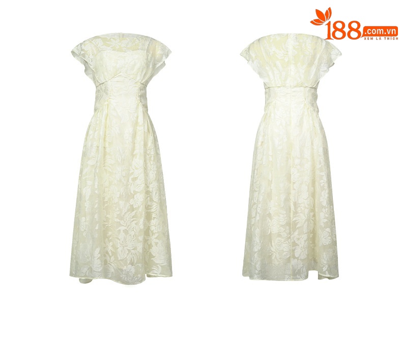 Đầm maxi nữ cổ tròn thắt eo giả hai mảnh dáng dài — mơ chi tiết 3