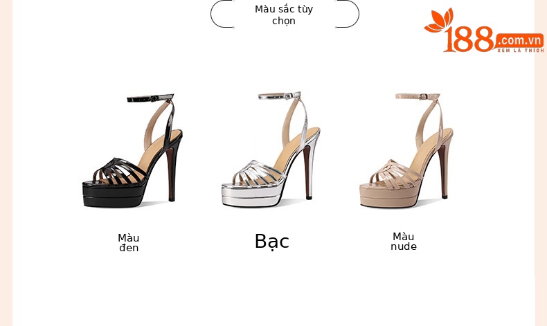 Sandal nữ cao gót mũi nhọn quai khóa một dây, đế platform chống nước, phong cách retro gợi cảm — đen chi tiết 1
