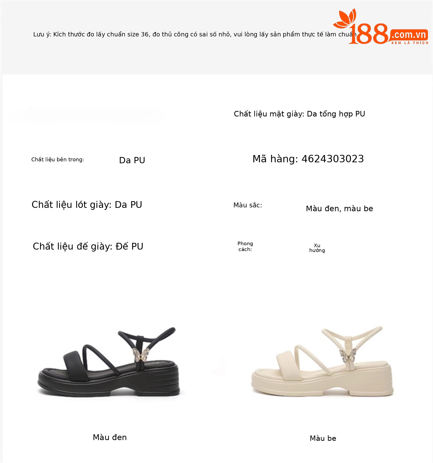 Dép sandal nữ quai chữ V đế dày mềm mùa hè 2025 — 4624303023m màu, 4624303023 màu đen chi tiết 2