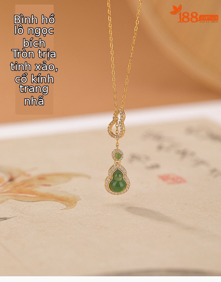 Dây chuyền bạc S925 mạ vàng mặt ngọc Hetian hình quả bầu hạt Fulu — Mẫu bạc (bao gồm cả dây chuyền) chi tiết 1