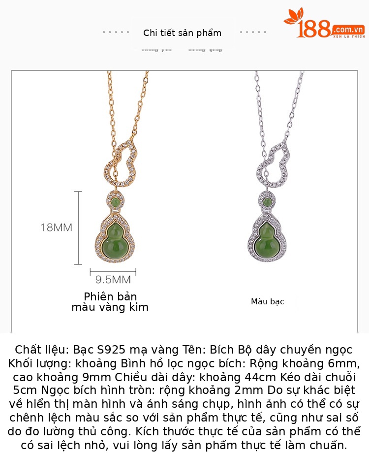 Dây chuyền bạc S925 mạ vàng mặt ngọc Hetian hình quả bầu hạt Fulu — Mẫu bạc (bao gồm cả dây chuyền) chi tiết 2