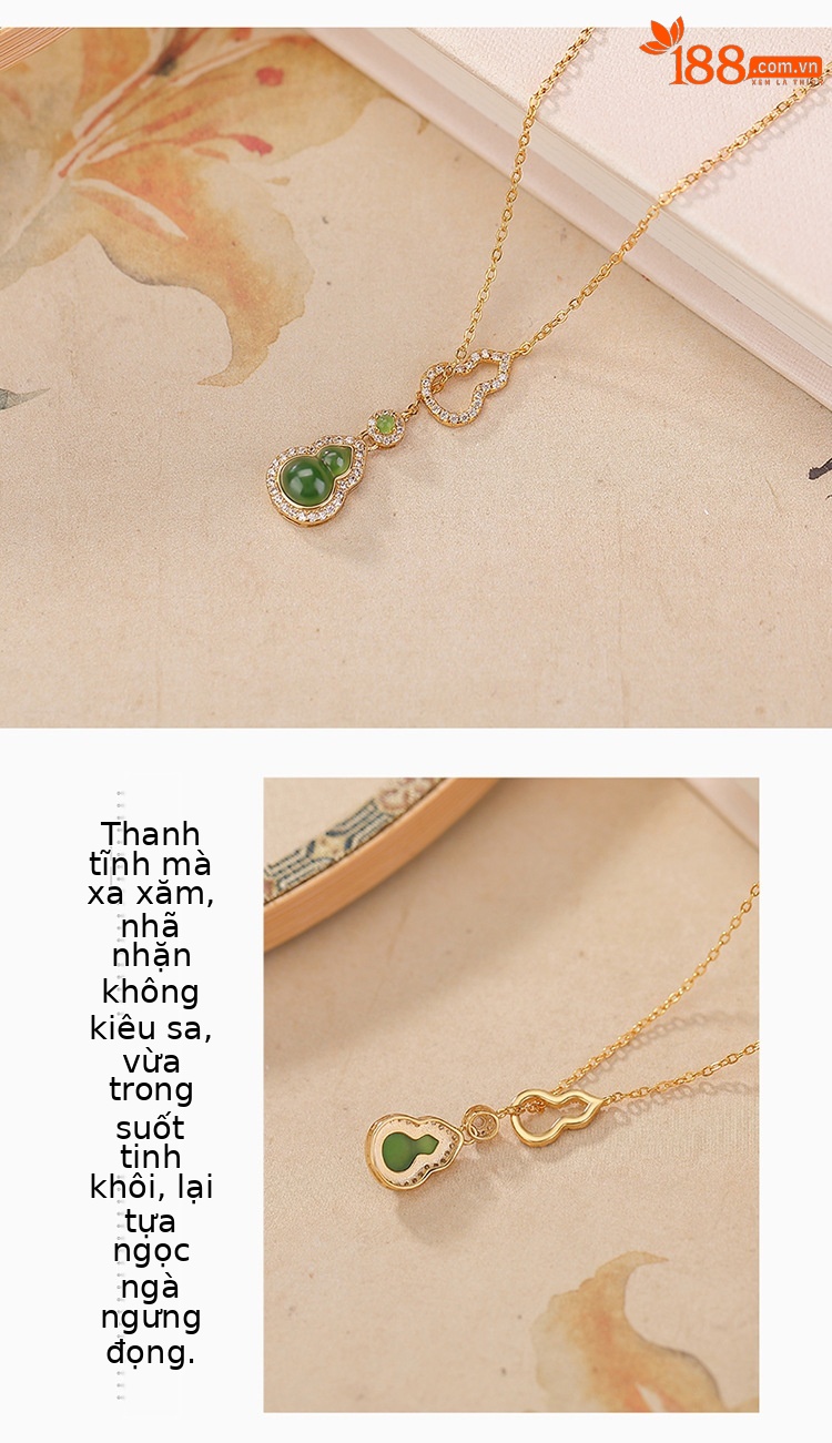 Dây chuyền bạc S925 mạ vàng mặt ngọc Hetian hình quả bầu hạt Fulu — Mẫu bạc (bao gồm cả dây chuyền) chi tiết 3