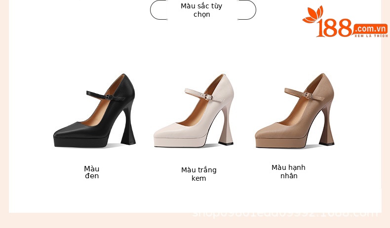 Giày sandal cao gót nữ mũi nhọn da thật, gót siêu cao 12 cm, quai một dây, đế platform, phong cách dạ tiệc — đen chi tiết 1