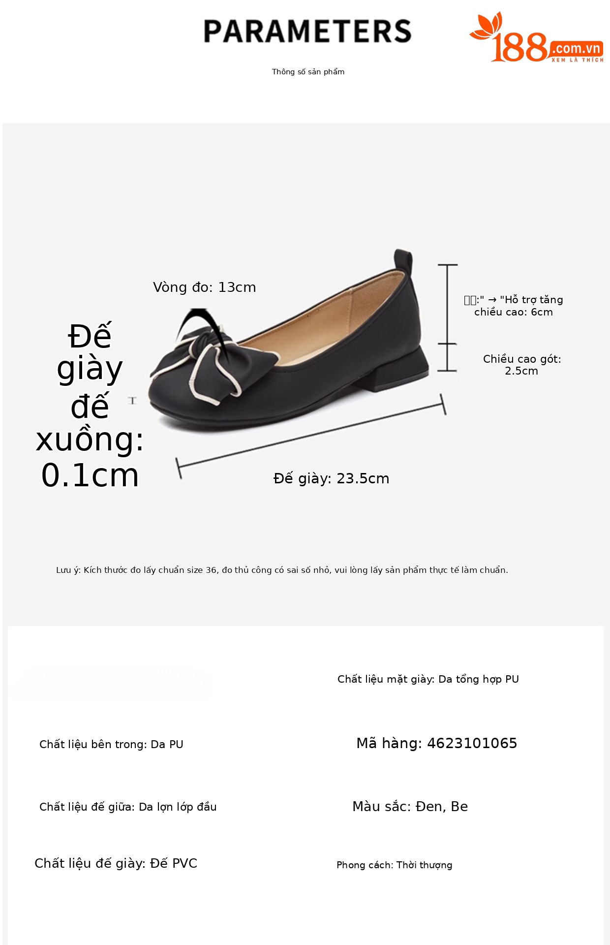 Giày bệt nữ mũi tròn phối nơ da mùa hè 2025 — 4623101107m màu, 4623101065 màu đen, 4622101118 màu đen, 4622101118m màu chi tiết 1