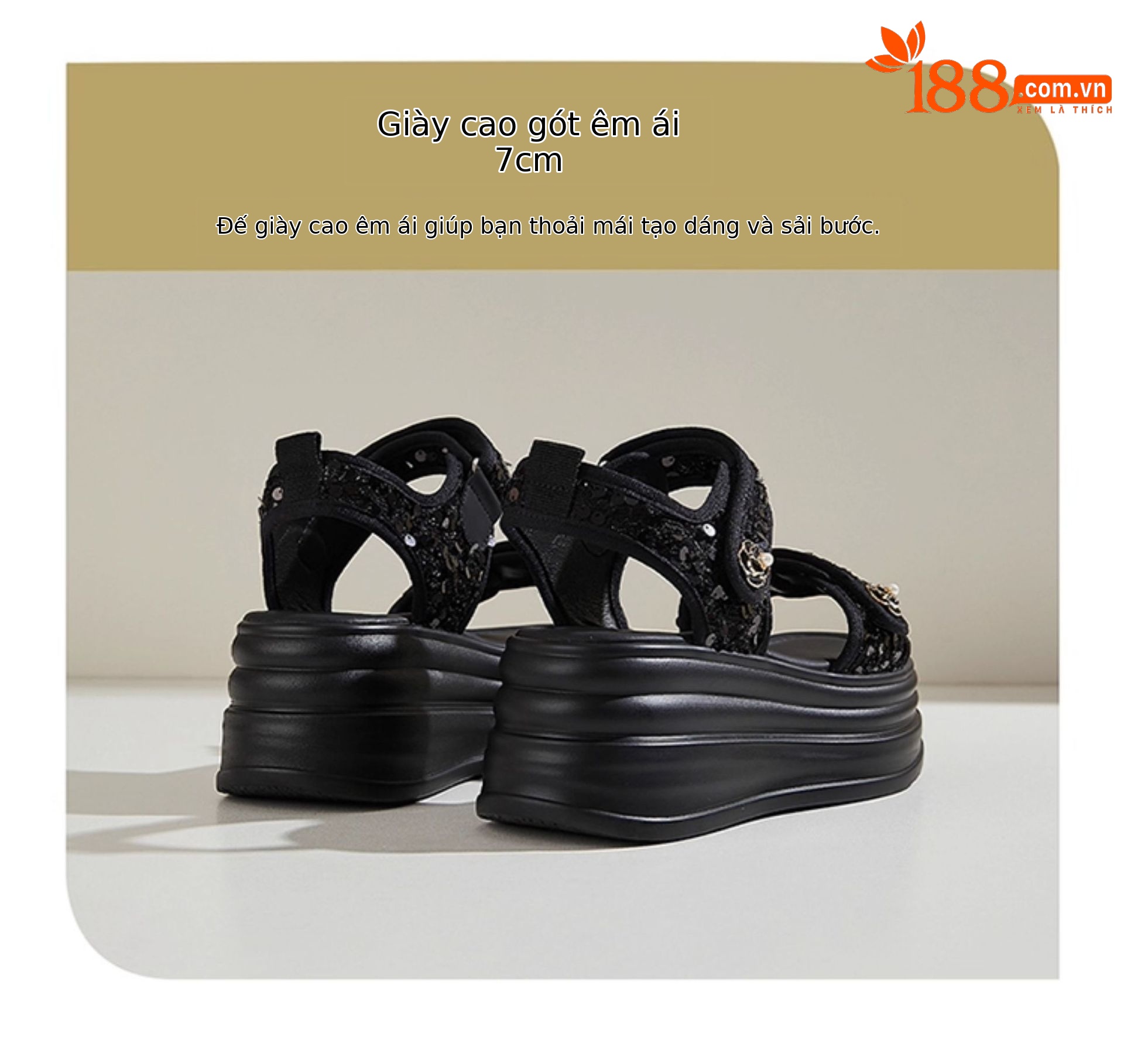 Dép sandal nữ đế xuồng tăng chiều cao, quai chữ V đơn giản, mùa hè 2025 — 4623303075 màu đen, 4624303067 màu đen, kaki, 4624303067Trắng chi tiết 3