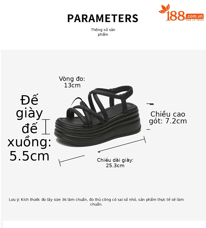 Sandal La Mã nữ đế xuồng tăng chiều cao 7.2 cm mùa hè 2025 — 4624101120m màu - [Đế dày nhẹ 7.2CM], 4624101120 Đen - [Đế dày nhẹ 7.2CM] chi tiết 1