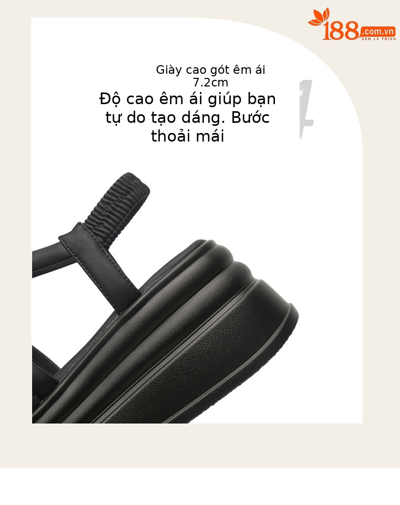 Sandal La Mã nữ đế xuồng tăng chiều cao 7.2 cm mùa hè 2025 — 4624101120m màu - [Đế dày nhẹ 7.2CM], 4624101120 Đen - [Đế dày nhẹ 7.2CM] chi tiết 4