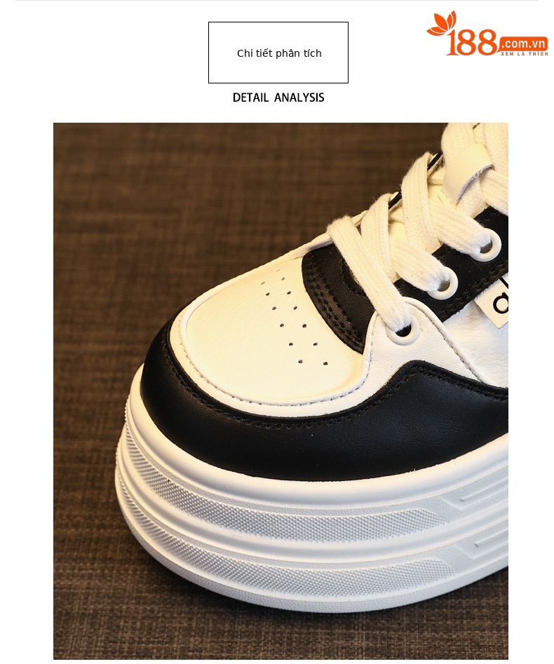 Giày sneaker nữ đế dày tăng chiều cao 8 cm phong cách platform — đen chi tiết 7