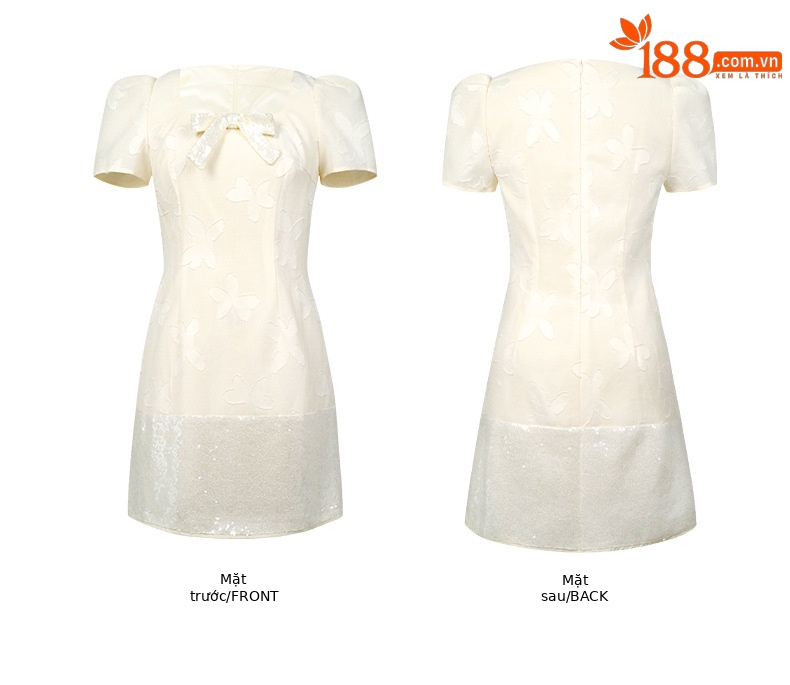 Đầm ôm body nữ cổ vuông thắt nơ kiểu Pháp mùa hè — mơ chi tiết 3