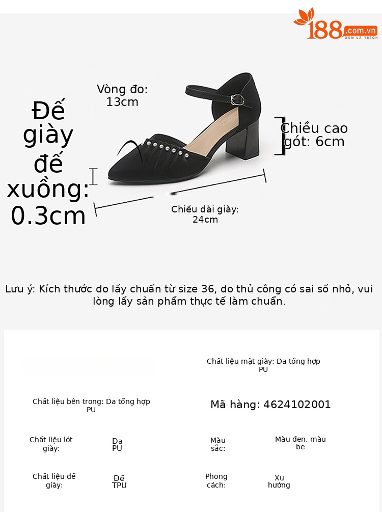 Sandal cao gót nữ quai ngang gót vuông ổn định kiểu Pháp 2025 — 4624102001m màu, 4624102001 màu đen chi tiết 3