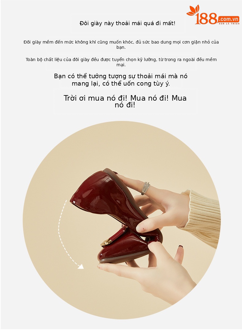 Giày bệt nữ mũi tròn đế bằng phong cách ballet flat – giày da thời trang mùa hè 2025 — Đen 4624101005, Đỏ 4623101054, Đỏ4624101005, Màu be 4623101054 chi tiết 3