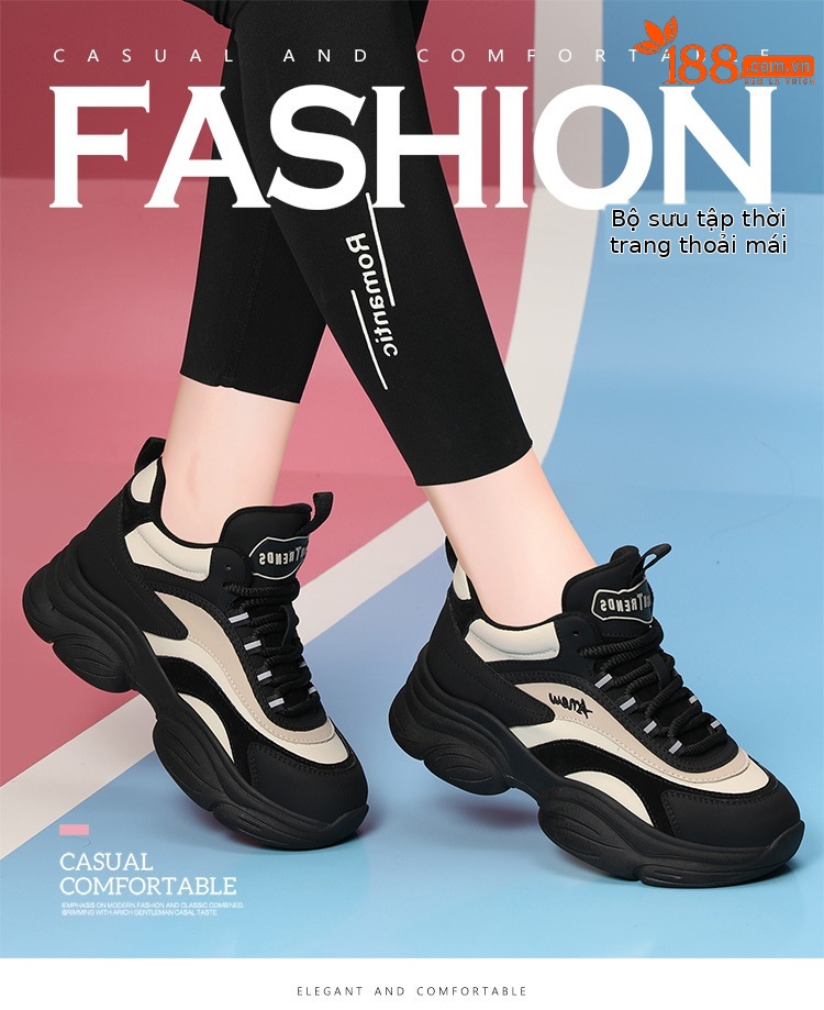 Giày sneaker nữ chunky đế dày thoáng khí mùa hè 2025, gót 5.5 cm — Lớp lót đơn màu be và đen, chiều cao gót 5.5cm, Phong cách thoáng khí của Mika, Mẫu Low Ankle lót đơn màu be và đen, chiều cao gót 5.5cm, Màu be và đen cộng với nhung, chiều cao gót 5.5cm chi tiết 1