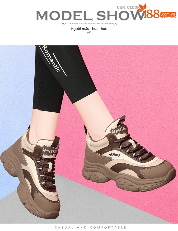 Giày sneaker nữ chunky đế dày thoáng khí mùa hè 2025, gót 5.5 cm — Lớp lót đơn màu be và đen, chiều cao gót 5.5cm, Phong cách thoáng khí của Mika, Mẫu Low Ankle lót đơn màu be và đen, chiều cao gót 5.5cm, Màu be và đen cộng với nhung, chiều cao gót 5.5cm chi tiết 9