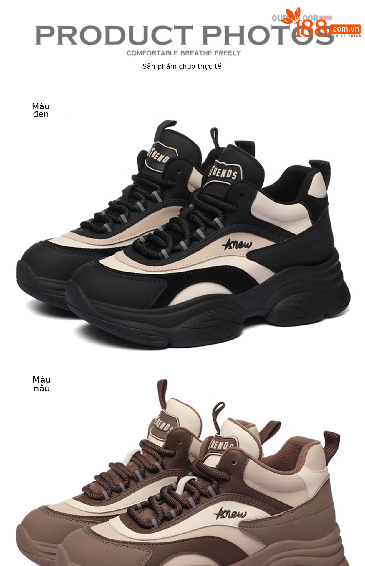 Giày sneaker nữ chunky đế dày thoáng khí mùa hè 2025, gót 5.5 cm — Lớp lót đơn màu be và đen, chiều cao gót 5.5cm, Phong cách thoáng khí của Mika, Mẫu Low Ankle lót đơn màu be và đen, chiều cao gót 5.5cm, Màu be và đen cộng với nhung, chiều cao gót 5.5cm chi tiết 13