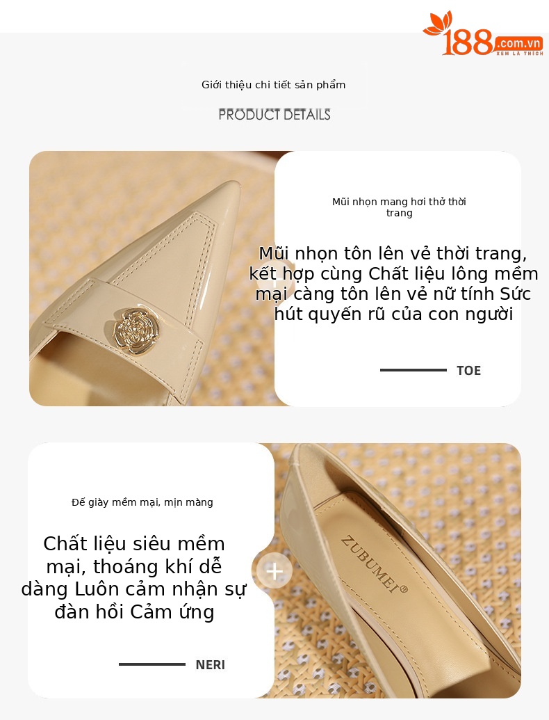 Giày cao gót nữ mũi nhọn cổ điển, phong cách Hàn Quốc — nhung đen chi tiết 1