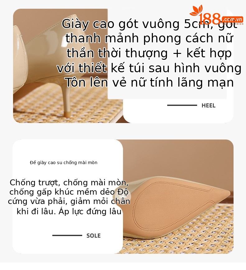 Giày cao gót nữ mũi nhọn cổ điển, phong cách Hàn Quốc — nhung đen chi tiết 2