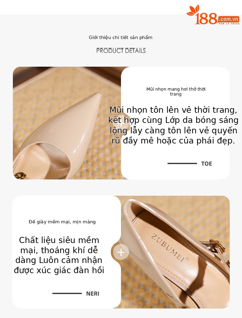Giày cao gót nữ mũi nhọn gót nhọn kiểu dáng thanh lịch — đen chi tiết 1