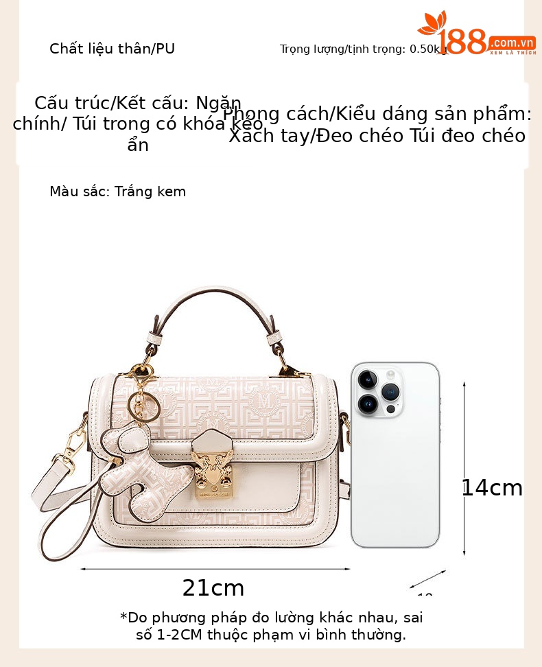 Túi xách nữ cao cấp dáng vuông nhỏ, quai xách tay kiểu đơn giản, có thể đeo chéo hoặc đeo vai chi tiết 7
