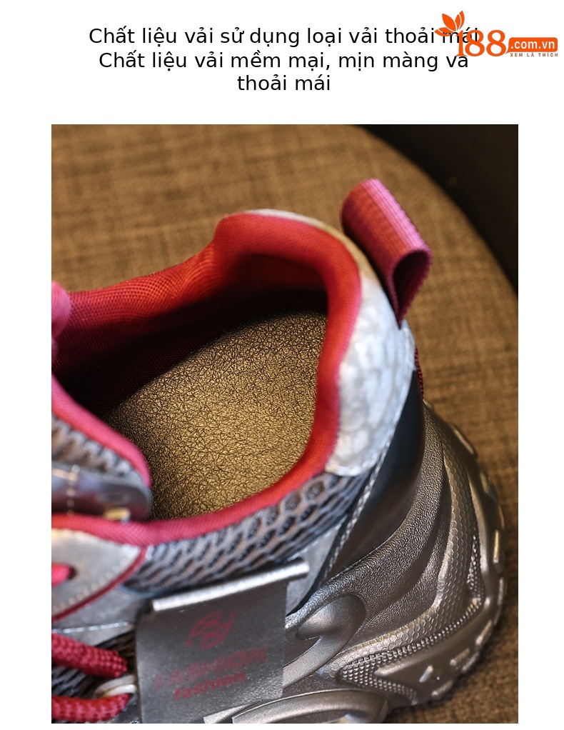 Giày sneaker nữ chunky đế dày tăng chiều cao 11cm phong cách thể thao — Angola Đỏ chi tiết 8