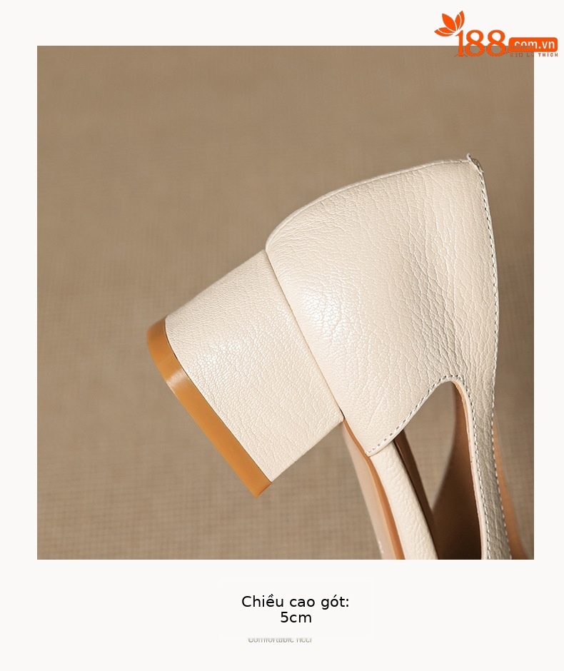 Giày lười nữ mũi vuông gót vừa 5 cm phong cách Hàn Quốc cut out — đen chi tiết 15