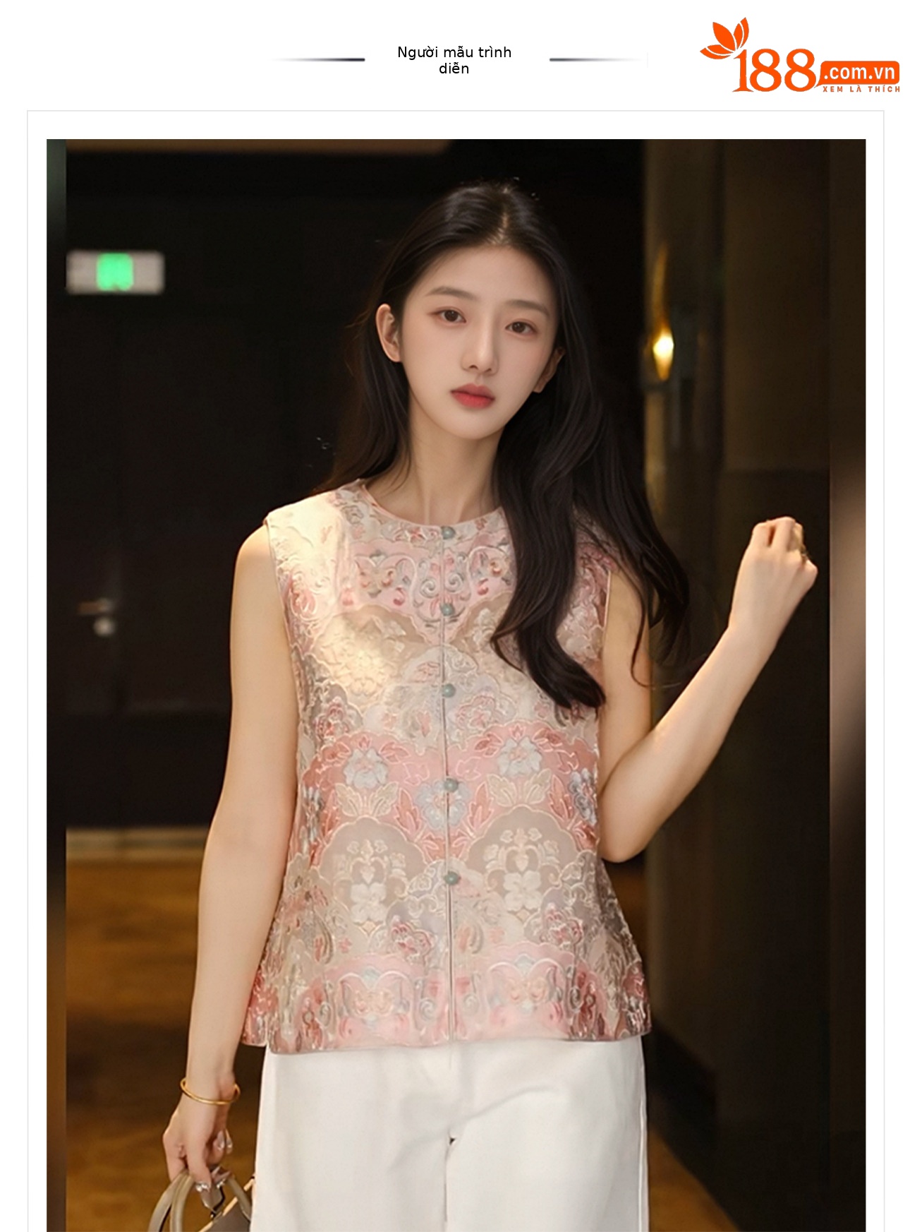 Áo vest nữ thêu hoa bảo tướng tơ tằm cao cấp phong cách Trung Hoa mới N4023 — áo vest, áo khoác chi tiết 1