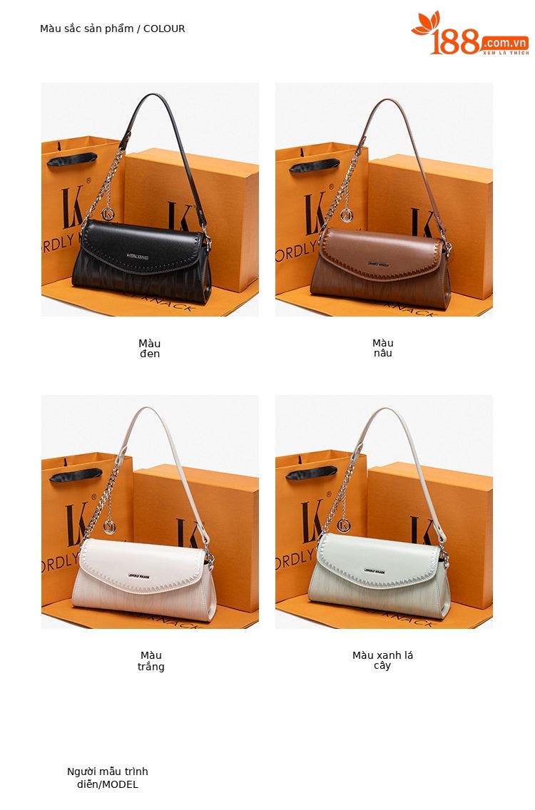 Túi đeo chéo nữ phong cách retro baguette, kiểu dáng nhỏ gọn đeo vai đơn — đen, trắng, màu nâu, màu sáng chi tiết 2