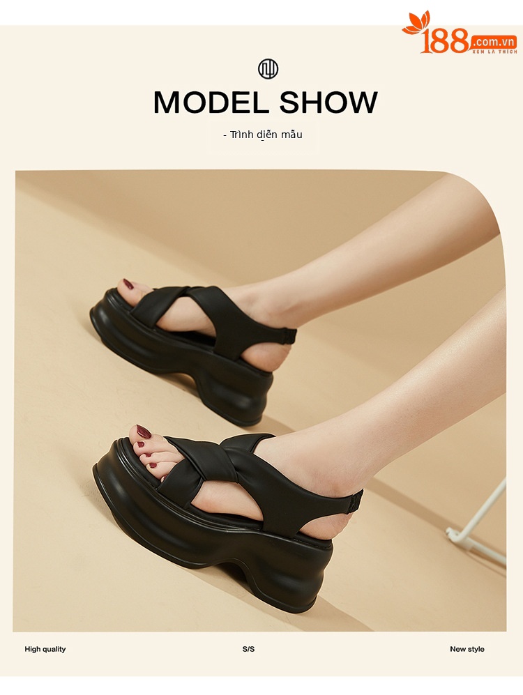 Dép sandal nữ đế xuồng tăng chiều cao mùa hè 2025 — Màu be 3125303067, Đen3125303067, Đen4623303080, Màu be4623303080 chi tiết 3