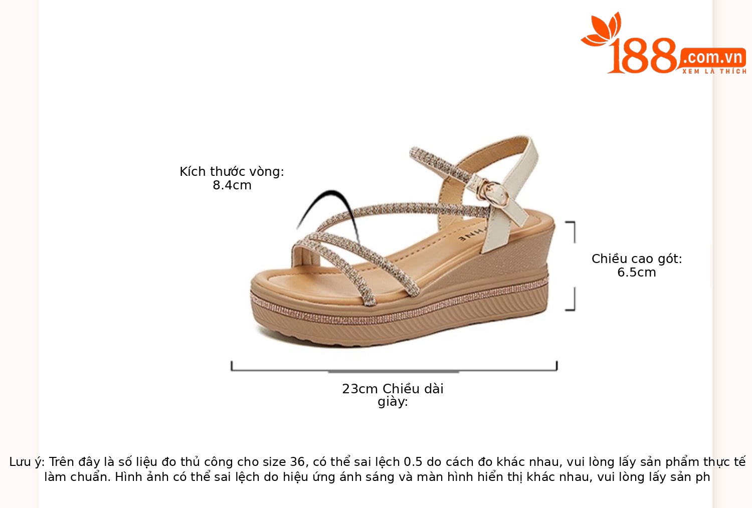 Sandal nữ đế xuồng đính đá phong cách La Mã, gót 6,5–7 cm — Màu be/chiều cao gót 6,5 cm 3124303029, Màu be/chiều cao gót 7 cm 3125303133, Mơ/gót cao 7 cm 4625303217, Đen/gót cao 6,5 cm 3124303029 chi tiết 1