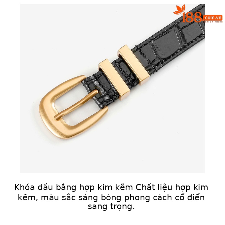 Thắt lưng nữ da cá sấu Đông Âu 2026 khóa cài bản nhỏ phối váy — 100cm, 90cm, 95cm chi tiết 8