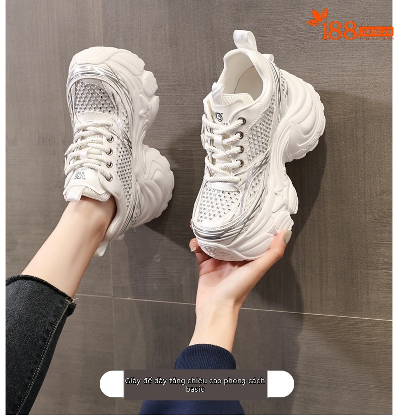 Giày sneaker nữ đế dày platform tăng chiều cao phong cách hot trend — đen chi tiết 1