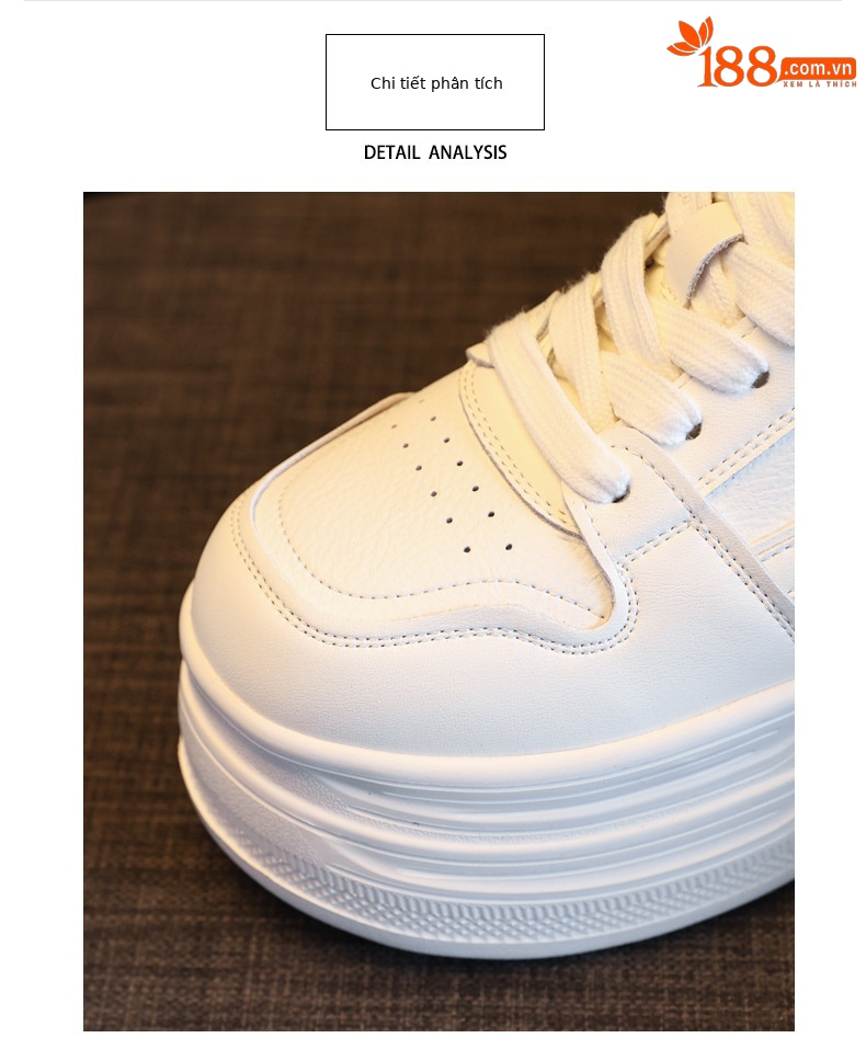 Giày sneaker nữ đế xuồng 8cm tăng chiều cao phong cách đa năng — đen chi tiết 7