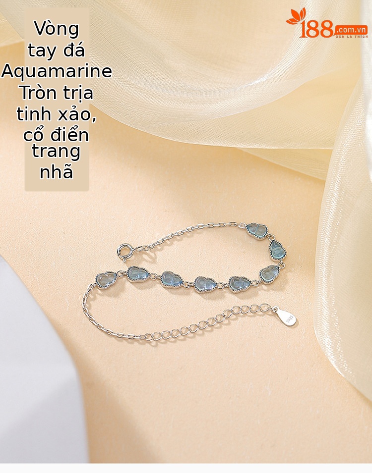 Vòng tay bạc S925 hạt đá xanh hình hồ lô khắc răng cưa phong cách Tân Trung Hoa — Một cái chi tiết 1