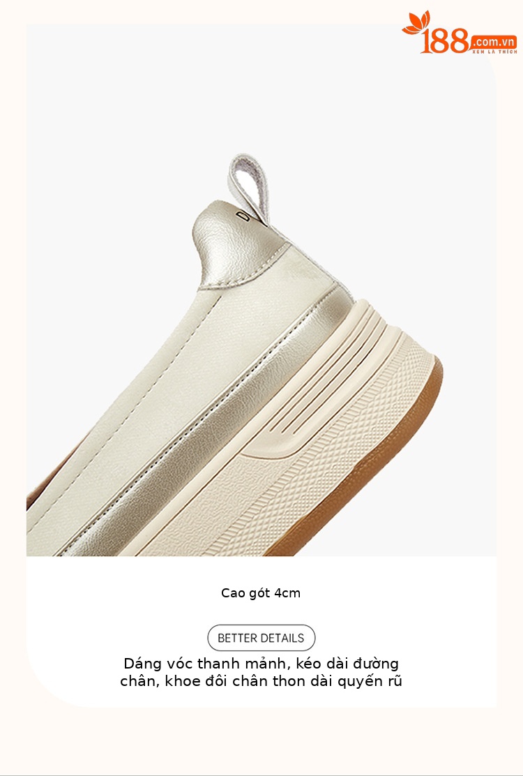 Giày lười đế dày nữ hè 2025 – sneaker đế xuồng mềm, form thể thao — 4625101494m màu/chiều cao gót 4CM, 4625404007m màu sắc/Chiều cao gót 4CM, 4625101072 đen/gót cao 7CM, 4625404007 Màu vàng / Chiều cao gót 4CM chi tiết 5