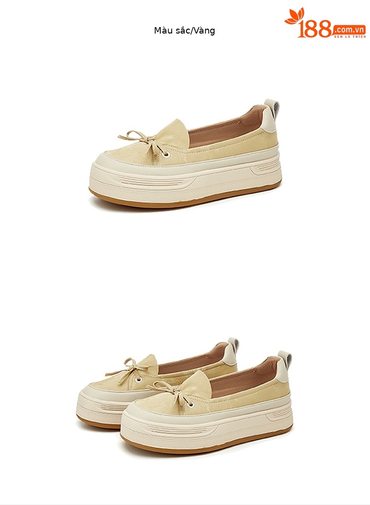 Giày lười đế dày nữ hè 2025 – sneaker đế xuồng mềm, form thể thao — 4625101494m màu/chiều cao gót 4CM, 4625404007m màu sắc/Chiều cao gót 4CM, 4625101072 đen/gót cao 7CM, 4625404007 Màu vàng / Chiều cao gót 4CM chi tiết 9