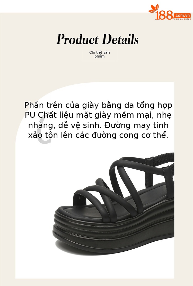 Dép sandal nữ đế xuồng cao gót mùa hè 2025, đế mềm chống trượt, tăng chiều cao — 4623303078 màu đen, 4624101120 màu đen, 4623303078m màu, 4624303023m màu chi tiết 2