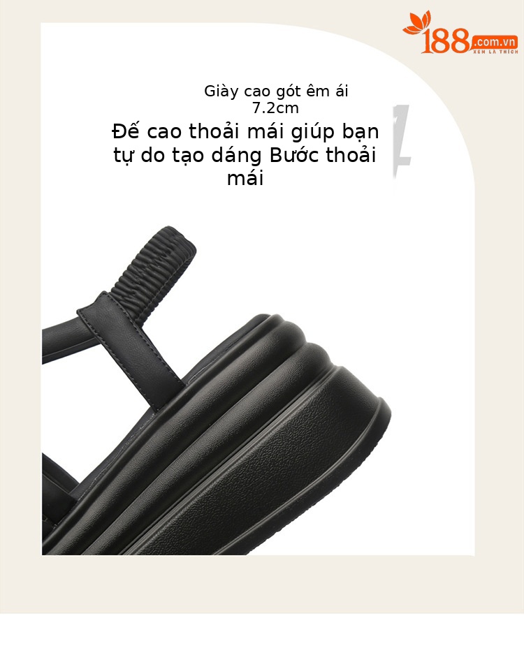 Dép sandal nữ đế xuồng cao gót mùa hè 2025, đế mềm chống trượt, tăng chiều cao — 4623303078 màu đen, 4624101120 màu đen, 4623303078m màu, 4624303023m màu chi tiết 5
