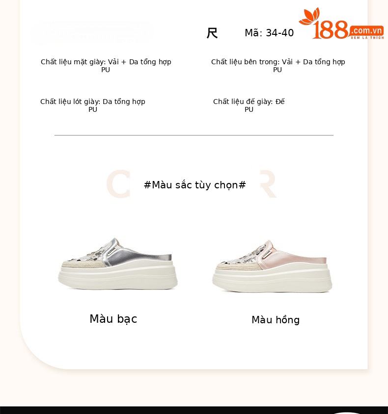 Dép sandal nữ quai chữ V đế dày tăng chiều cao 7,5 cm mùa hè 2025 — 4625101643 Bạc [Tổng chiều cao tăng thêm 7,5CM], 4625101643 Hồng [Tăng tổng chiều cao thêm 7,5CM] chi tiết 3